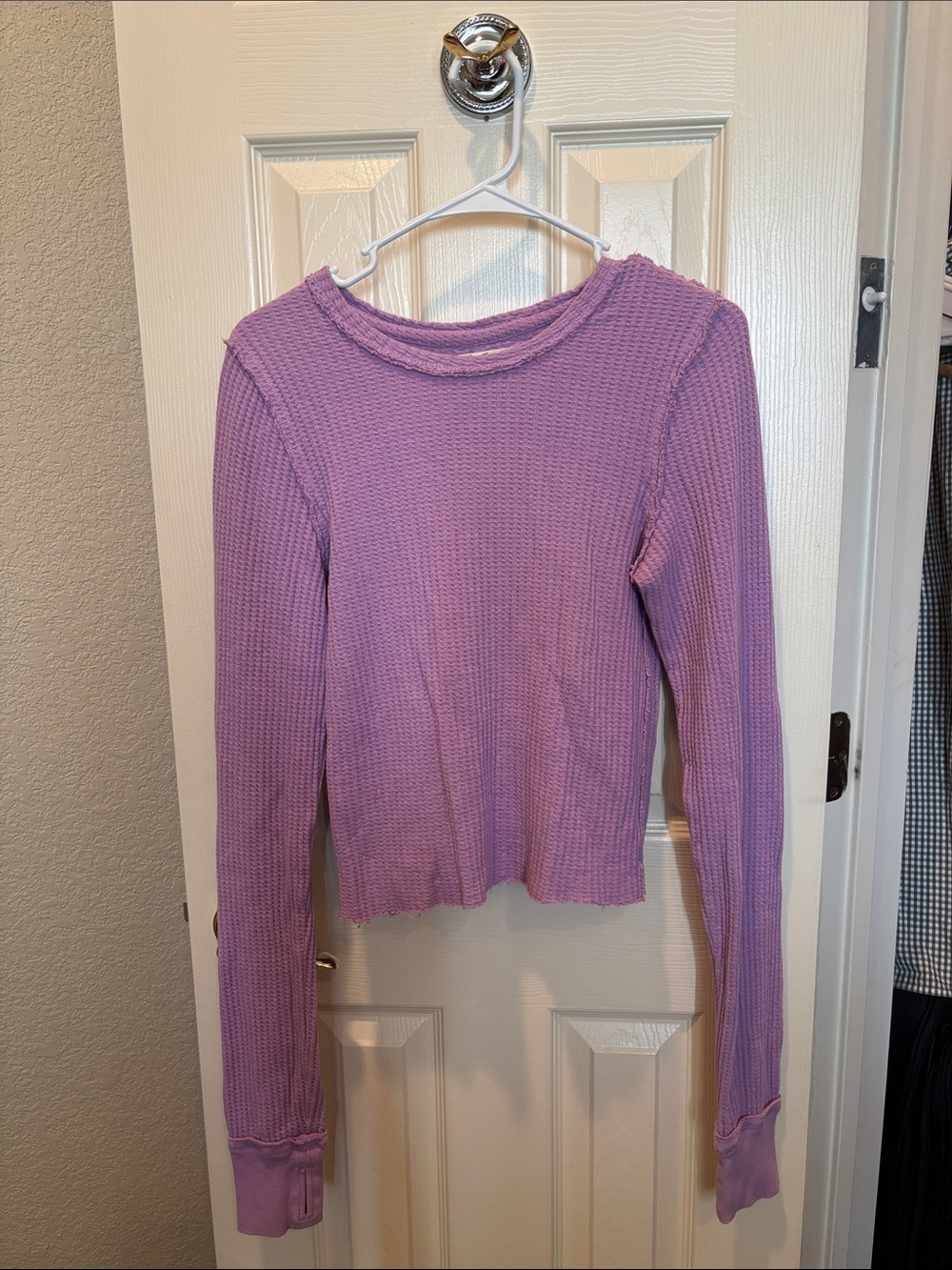 We The Free Free People One Of The Girls Waffle Thermal Lilac Purple Medium